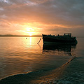 Lifeboat at sunset on the return trip